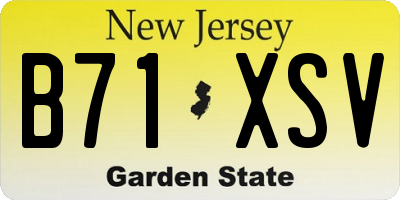 NJ license plate B71XSV