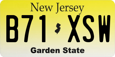 NJ license plate B71XSW