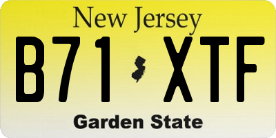 NJ license plate B71XTF