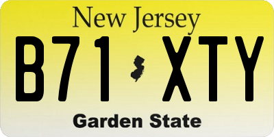 NJ license plate B71XTY