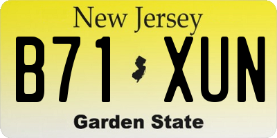 NJ license plate B71XUN