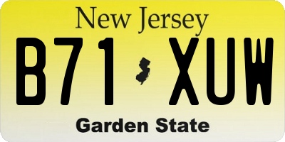 NJ license plate B71XUW