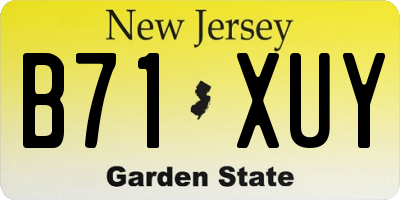 NJ license plate B71XUY