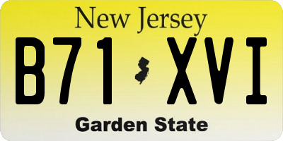 NJ license plate B71XVI