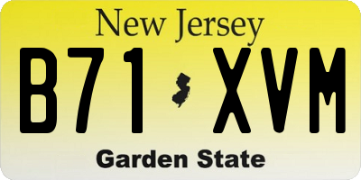 NJ license plate B71XVM