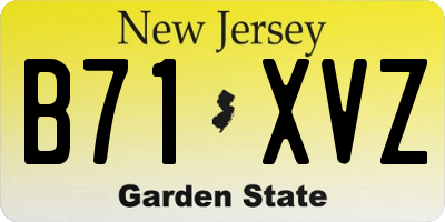 NJ license plate B71XVZ