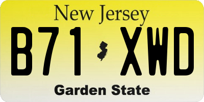 NJ license plate B71XWD