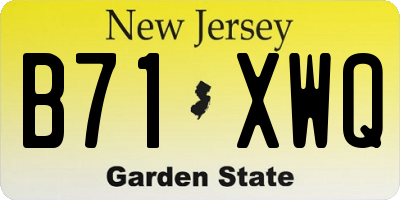 NJ license plate B71XWQ