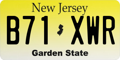 NJ license plate B71XWR