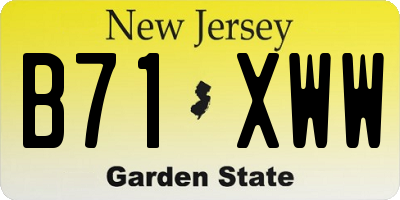 NJ license plate B71XWW