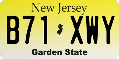 NJ license plate B71XWY