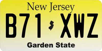 NJ license plate B71XWZ