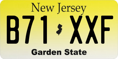 NJ license plate B71XXF