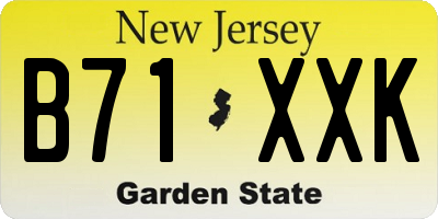 NJ license plate B71XXK