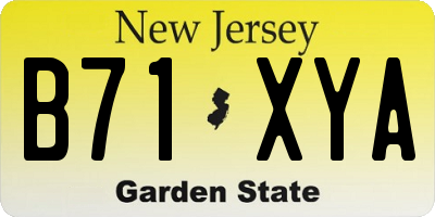 NJ license plate B71XYA