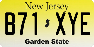NJ license plate B71XYE