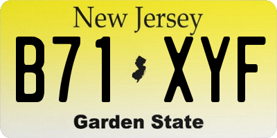 NJ license plate B71XYF