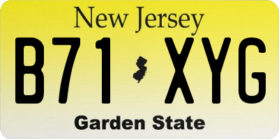 NJ license plate B71XYG
