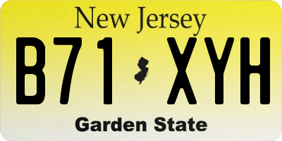 NJ license plate B71XYH