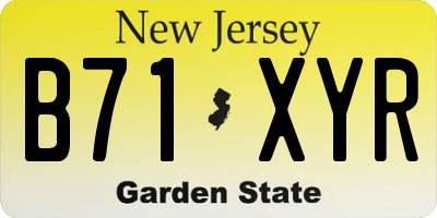 NJ license plate B71XYR