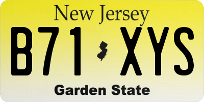 NJ license plate B71XYS