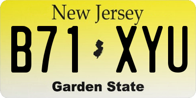 NJ license plate B71XYU
