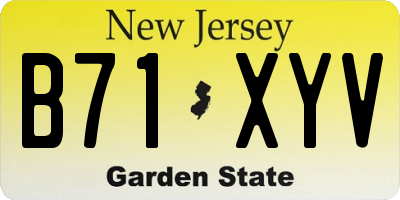 NJ license plate B71XYV