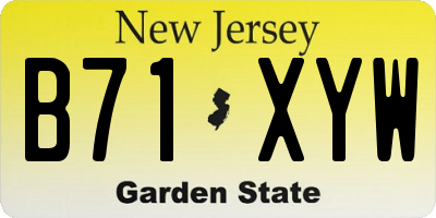 NJ license plate B71XYW