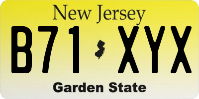 NJ license plate B71XYX