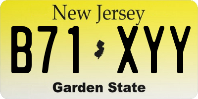 NJ license plate B71XYY