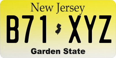 NJ license plate B71XYZ