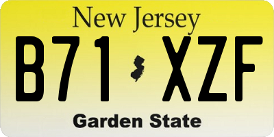 NJ license plate B71XZF