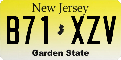 NJ license plate B71XZV