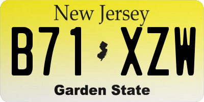 NJ license plate B71XZW