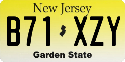 NJ license plate B71XZY