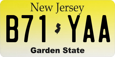 NJ license plate B71YAA