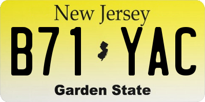 NJ license plate B71YAC