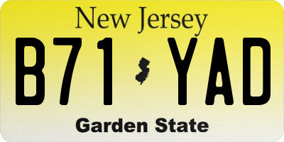 NJ license plate B71YAD