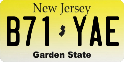 NJ license plate B71YAE