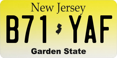 NJ license plate B71YAF