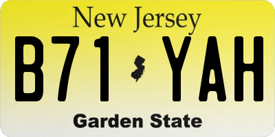 NJ license plate B71YAH
