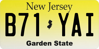 NJ license plate B71YAI