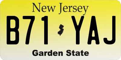 NJ license plate B71YAJ