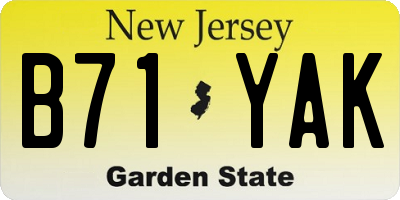 NJ license plate B71YAK