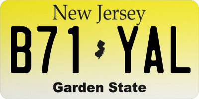 NJ license plate B71YAL