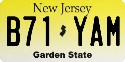 NJ license plate B71YAM