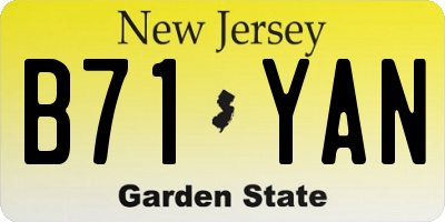 NJ license plate B71YAN