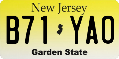 NJ license plate B71YAO
