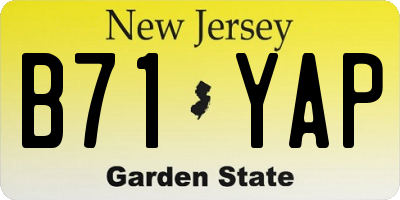 NJ license plate B71YAP