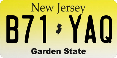 NJ license plate B71YAQ